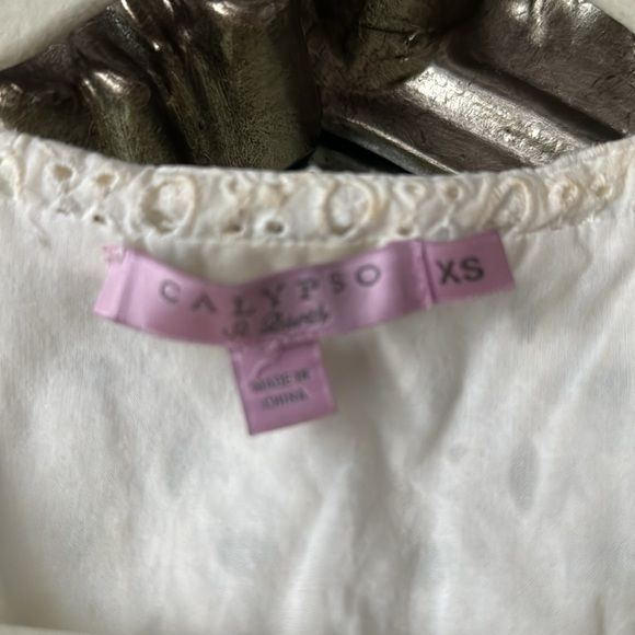 Vintage Calypso St. Barth Off-White Beaded Mini Dress w/ Pockets XS - Picture 7 of 11